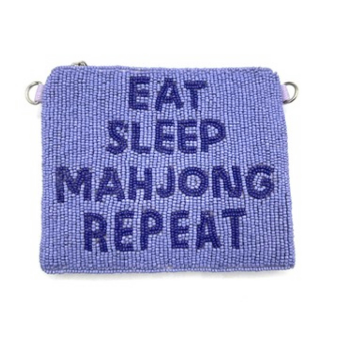 "Eat Sleep Mahjong Repeat" Coin Purse — front design by Saints Headbands
