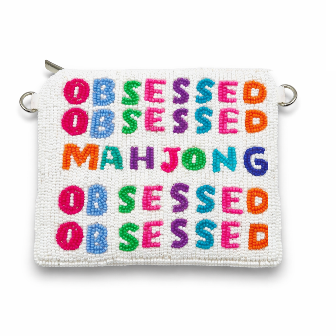 Obsessed Mahjong Beaded Coin Purse — front design by Saints Headbands