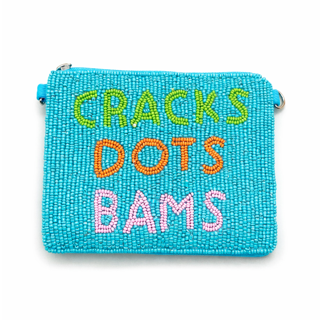 Cracks Dots Bams Mahjong Beaded Coin Purse — front design by Saints Headbands