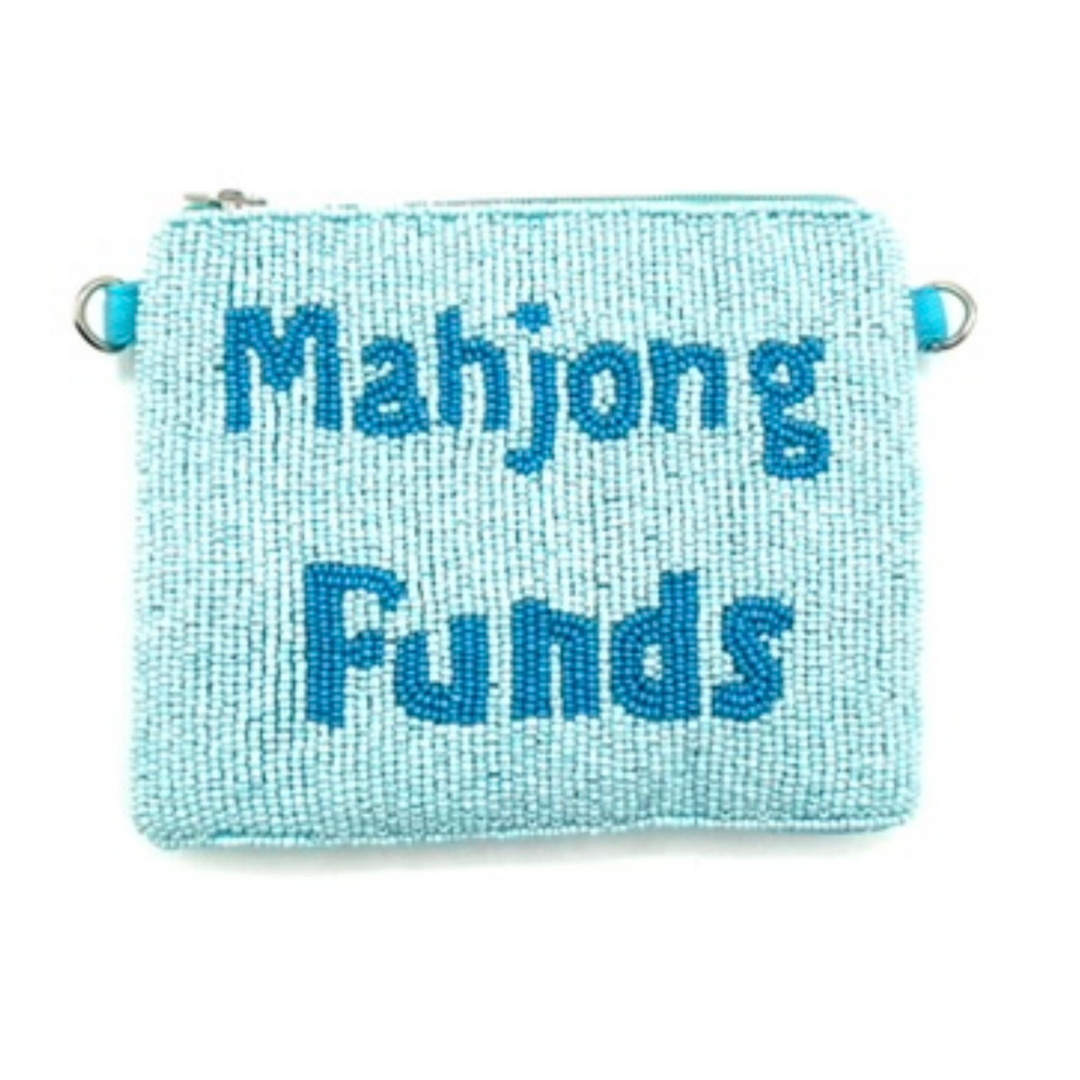 Mahjong Funds Beaded Coin Purse Pouch — front design by Saints Headbands