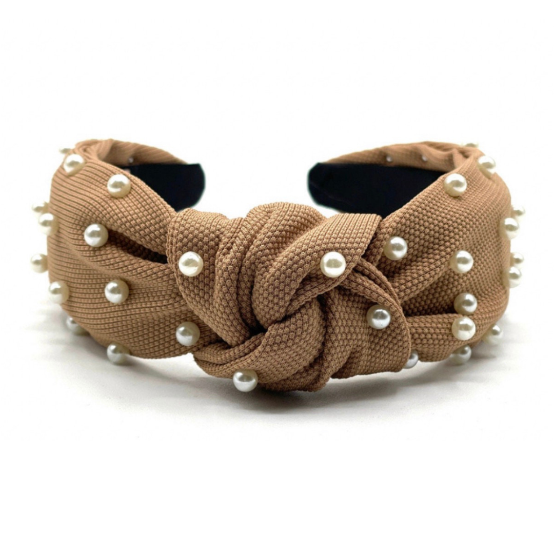 Solid Brown Headband — side angle showing padded knot detail by Saints Headbands