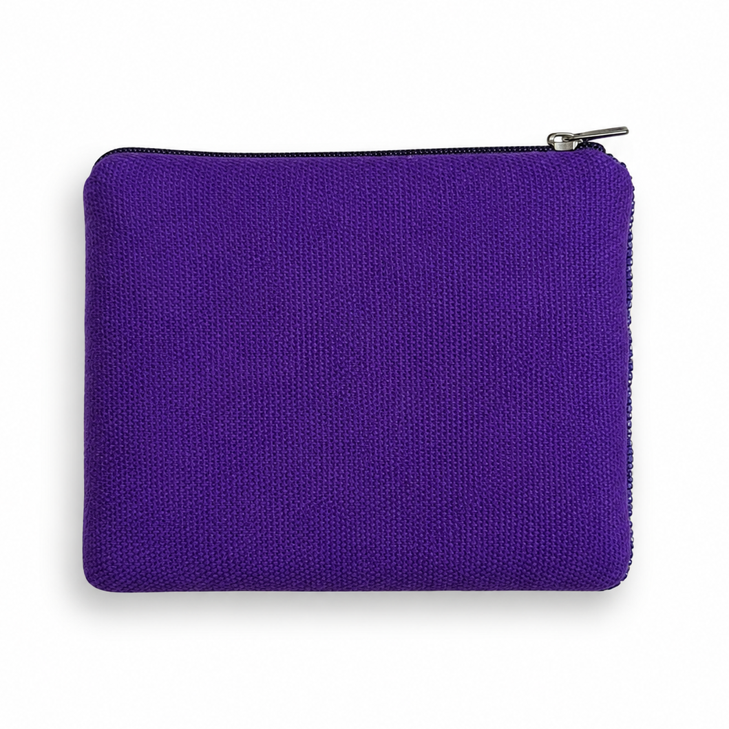 Purple with White Stars Beaded Coin Purse