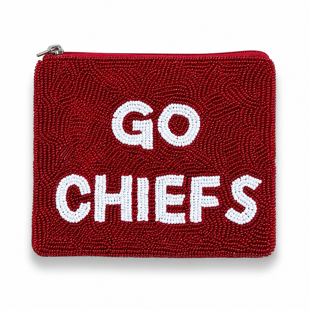 Go Chiefs Beaded Coin Purse