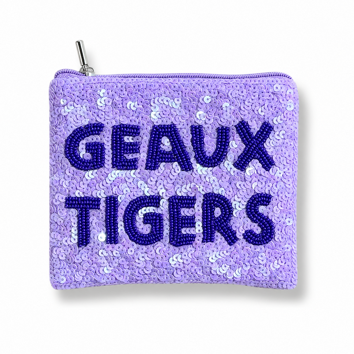 Geaux Tigers Sequin Beaded Coin Purse