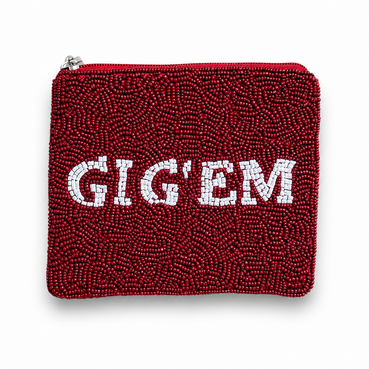 Gig ’Em Beaded Coin Purse