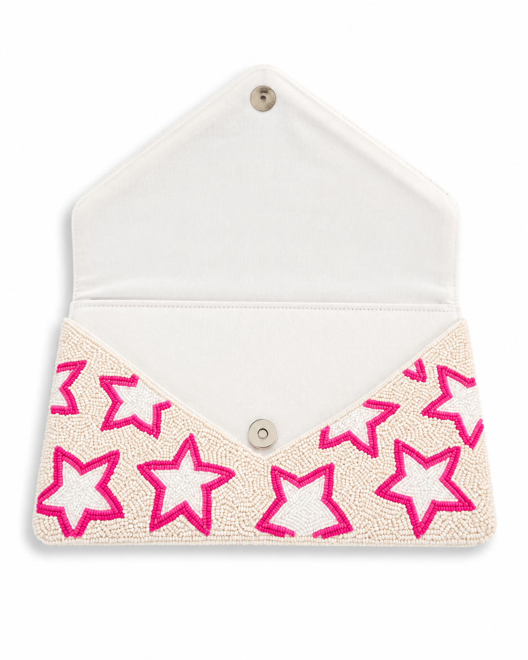 Pink Star Beaded Clutch Crossbody Bag