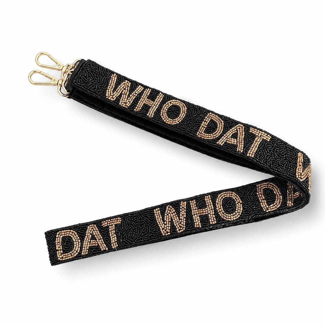 Who Dat Beaded Purse Strap | Black &amp; Gold Gameday Bag Strap