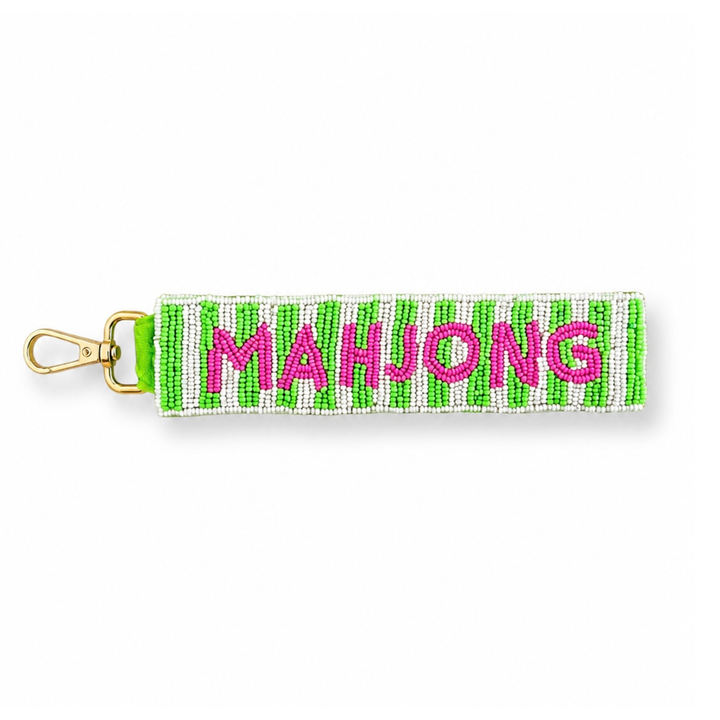 Mahjong Beaded Wristlet Keychain