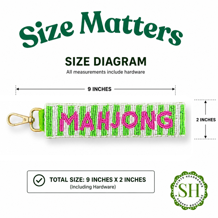 Mahjong Beaded Wristlet Keychain