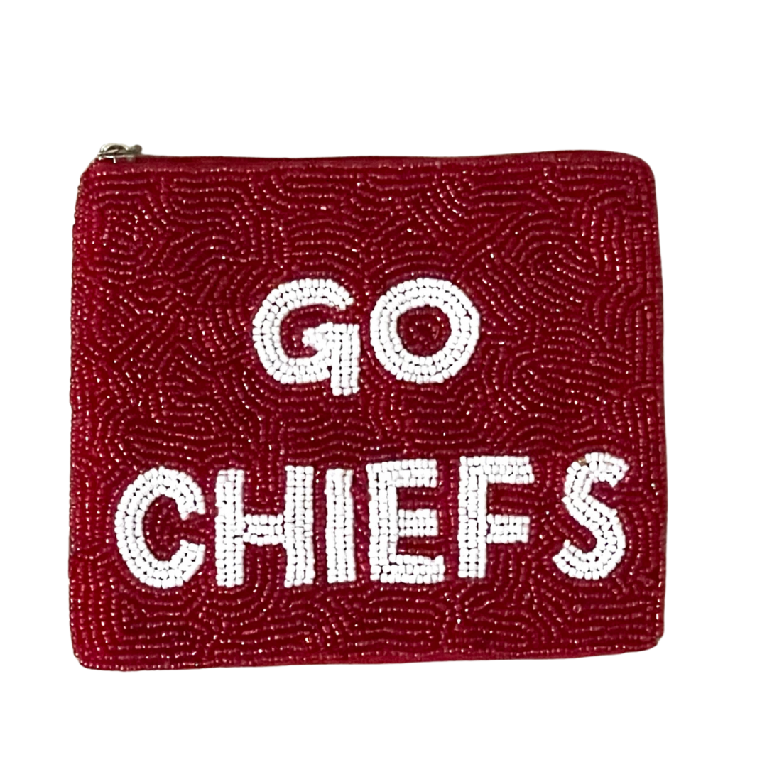 Red pouch with 'GO CHIEFS' text on a white background