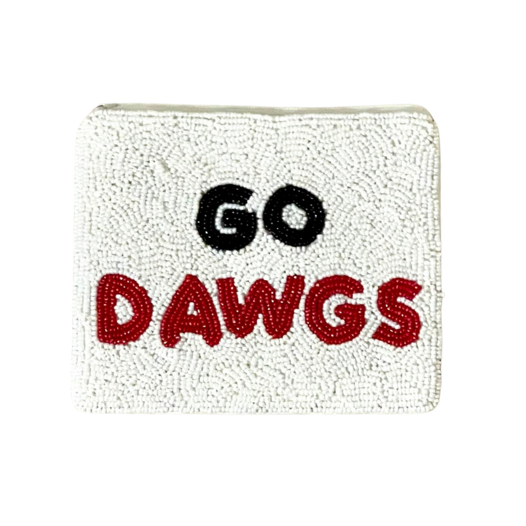 Text 'GO DAWGS' on a textured white background