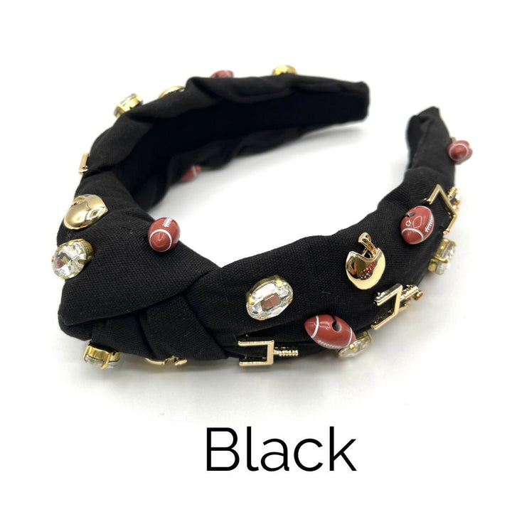 Gameday Football Charm Padded Top Knot Headband
