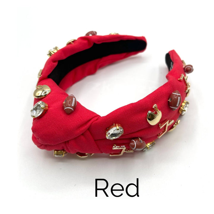 Gameday Football Charm Padded Top Knot Headband