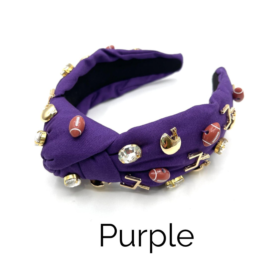 Gameday Football Charm Padded Top Knot Headband