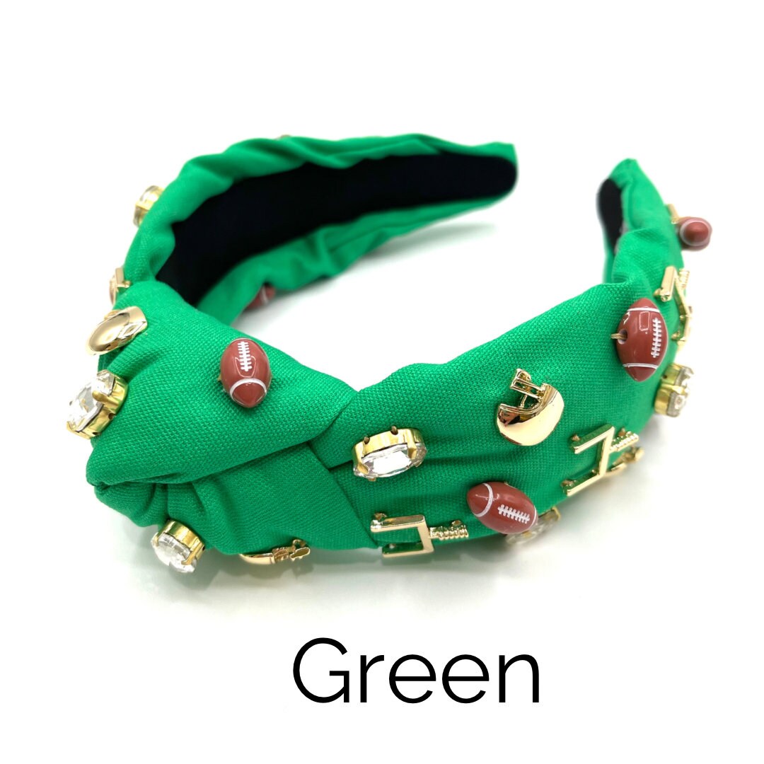 Gameday Football Charm Padded Top Knot Headband