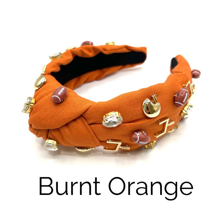 Gameday Football Charm Padded Top Knot Headband