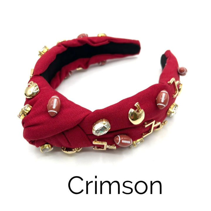 Gameday Football Charm Padded Top Knot Headband