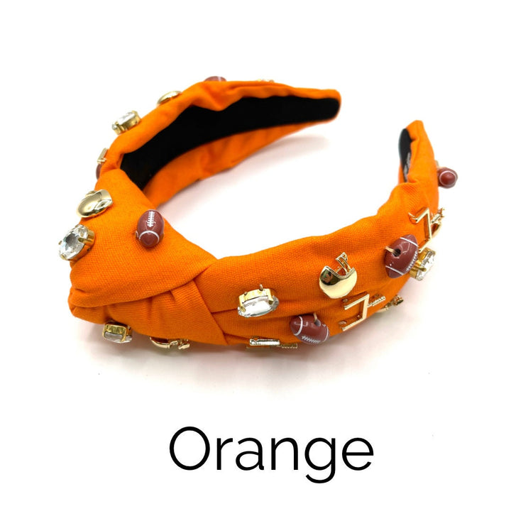 Gameday Football Charm Padded Top Knot Headband