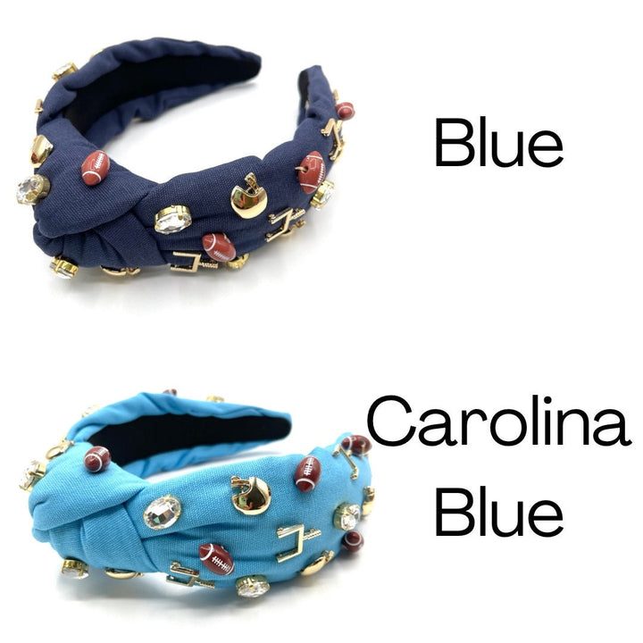Gameday Football Charm Padded Top Knot Headband