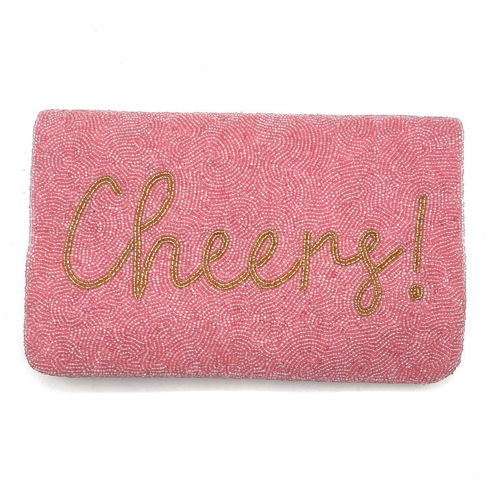 Pink Champagne Bottle Beaded Clutch &amp; Crossbody Bag
