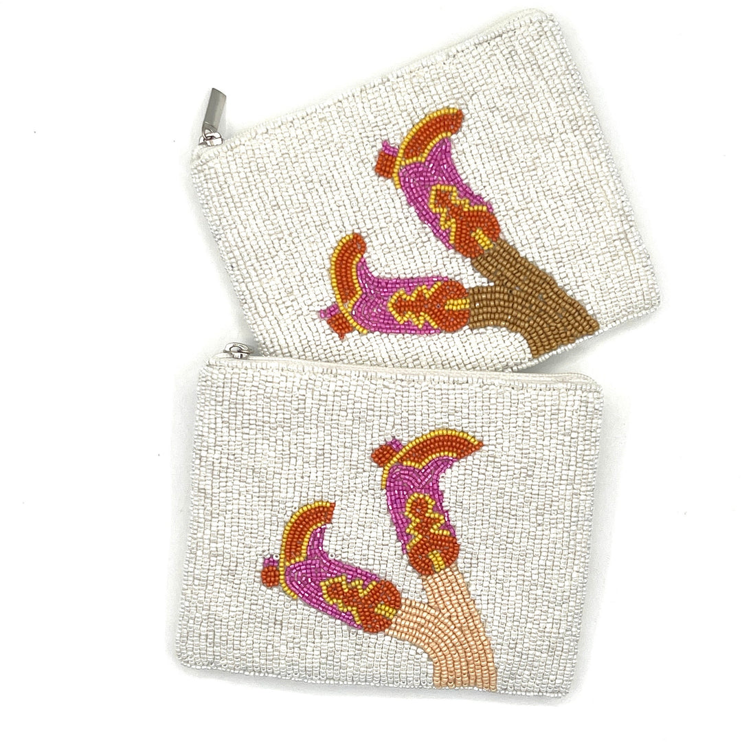 Cowgirl Boots Beaded Coin Purse — front design by Saints Headbands