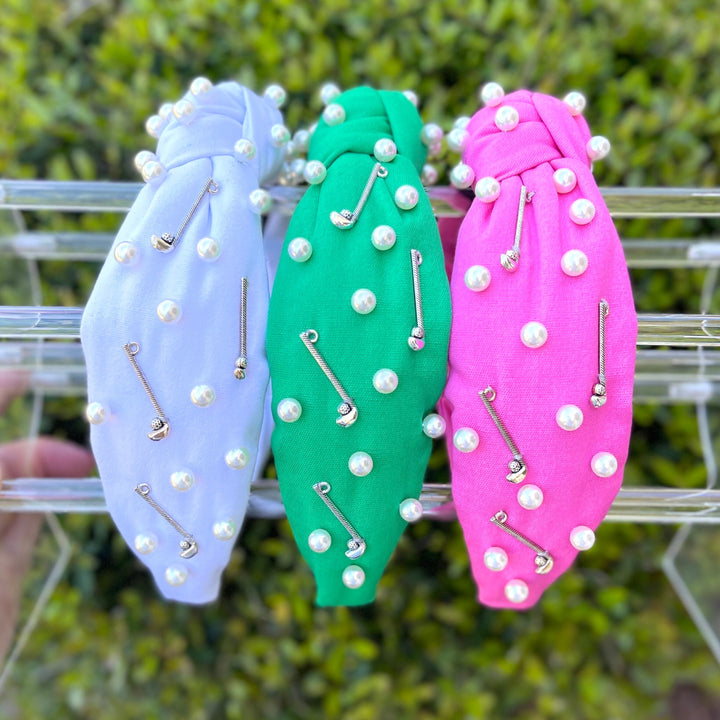 Preppy Pearl Golf Club Knotted Headband