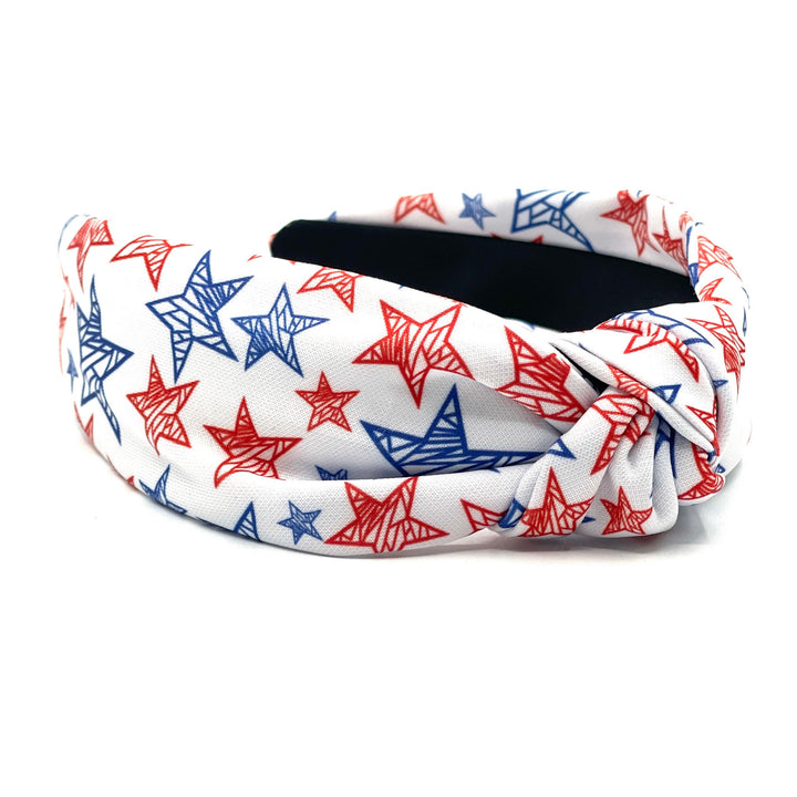 Patriotic Red, White, and Blue Star Headband — front view showing embellished design by Saints Headbands