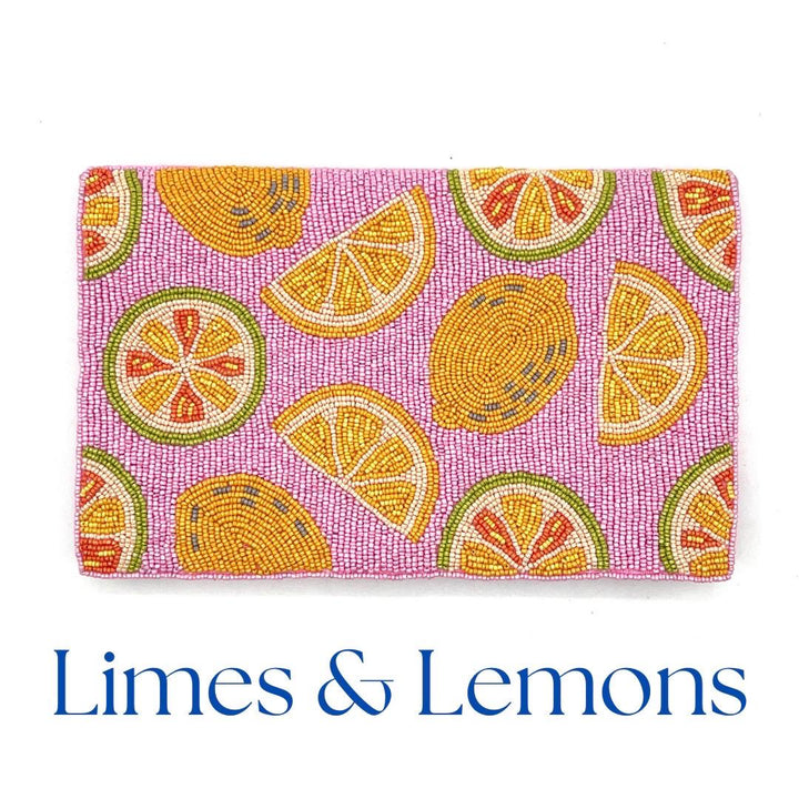 Pink Citrus Lemon Beaded Clutch &amp; Summer Bag