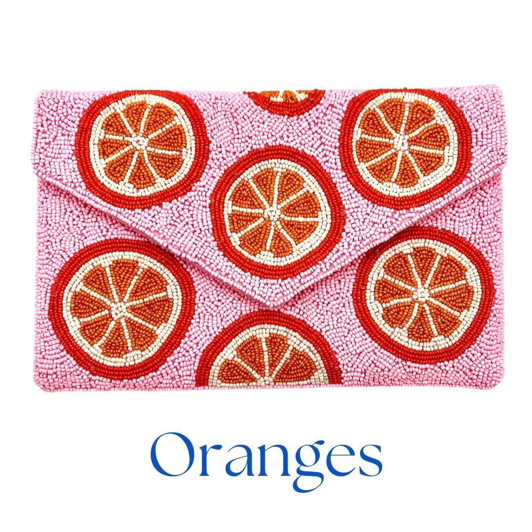 Pink Citrus Lemon Beaded Clutch &amp; Summer Bag