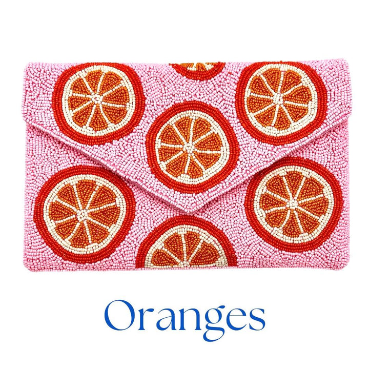 Pink Citrus Lemon Beaded Clutch &amp; Summer Bag