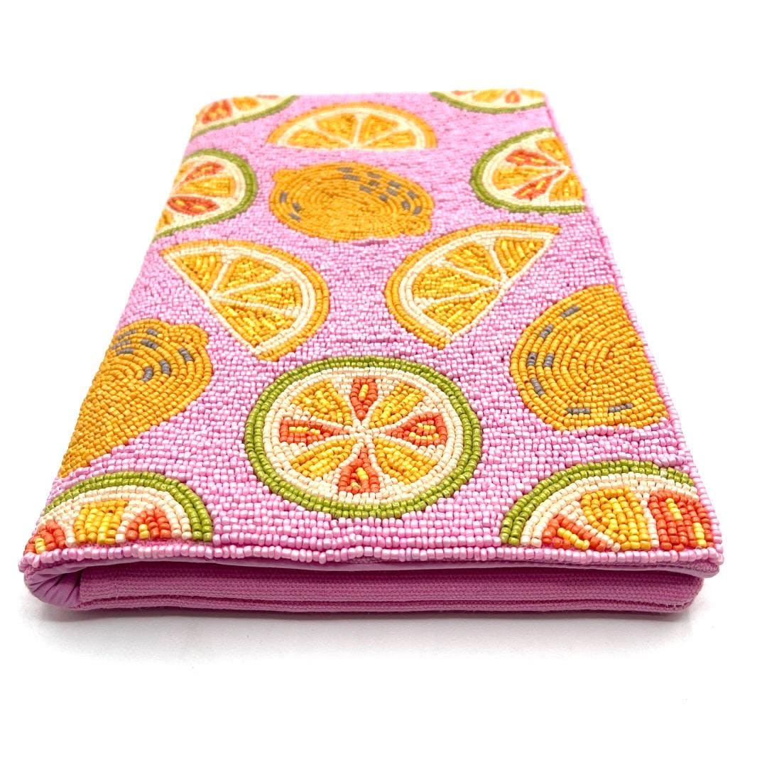 Pink Citrus Lemon Beaded Clutch &amp; Summer Bag
