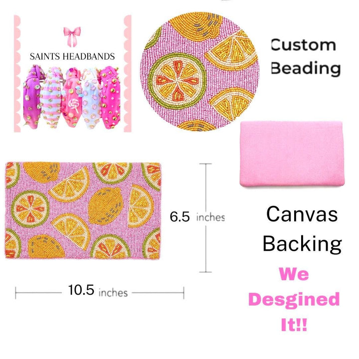 Pink Citrus Lemon Beaded Clutch &amp; Summer Bag