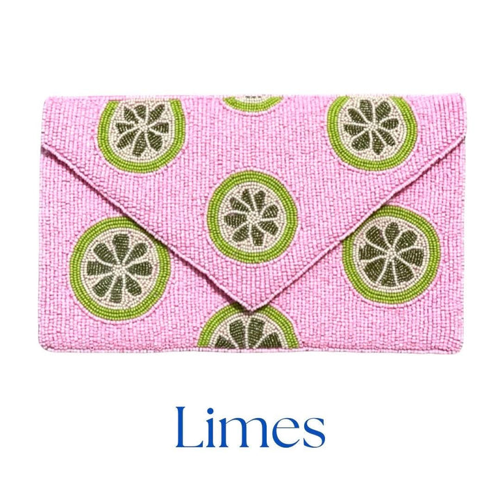 Pink Citrus Lemon Beaded Clutch &amp; Summer Bag