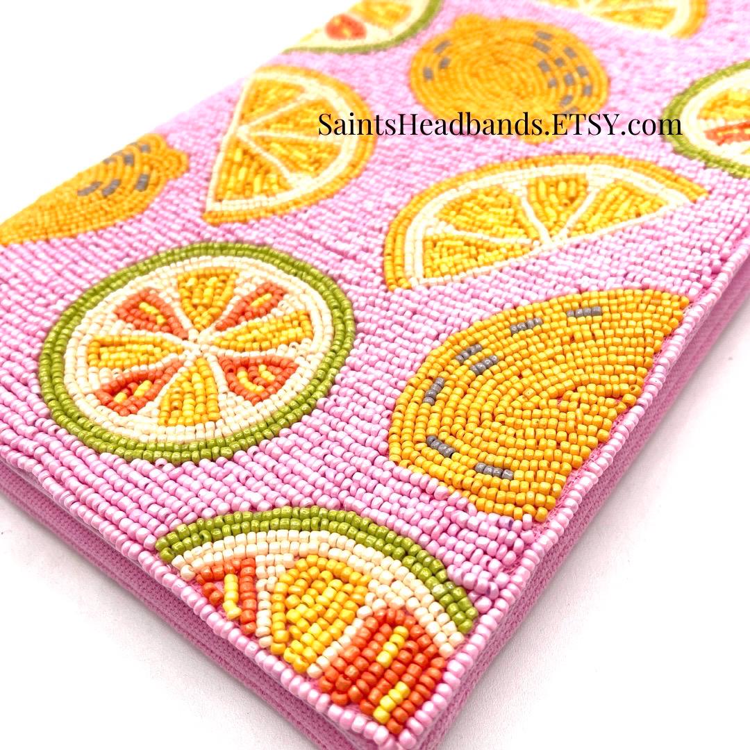 Lemon Citrus Beaded Clutch
