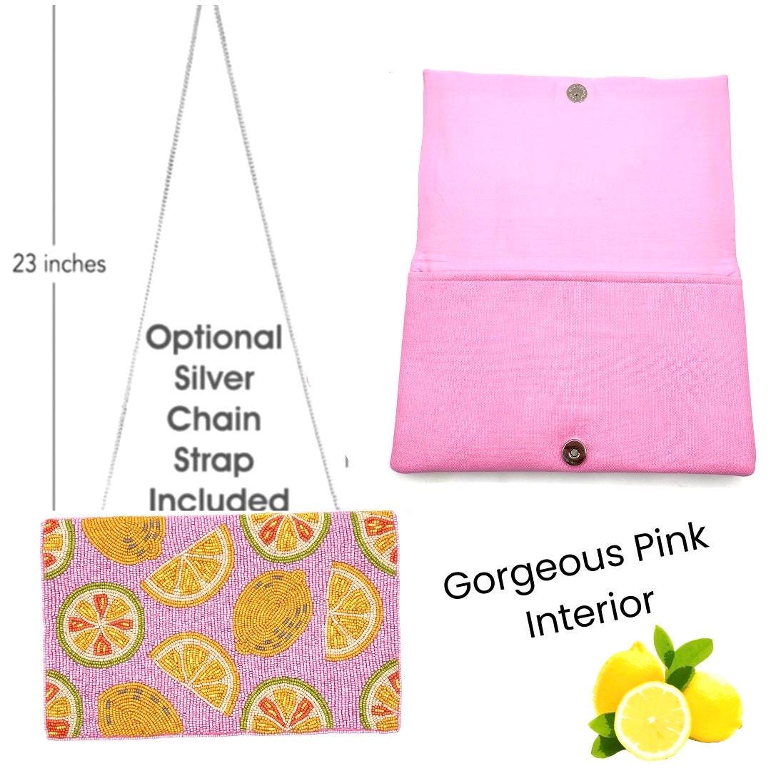 Lemon Citrus Beaded Clutch