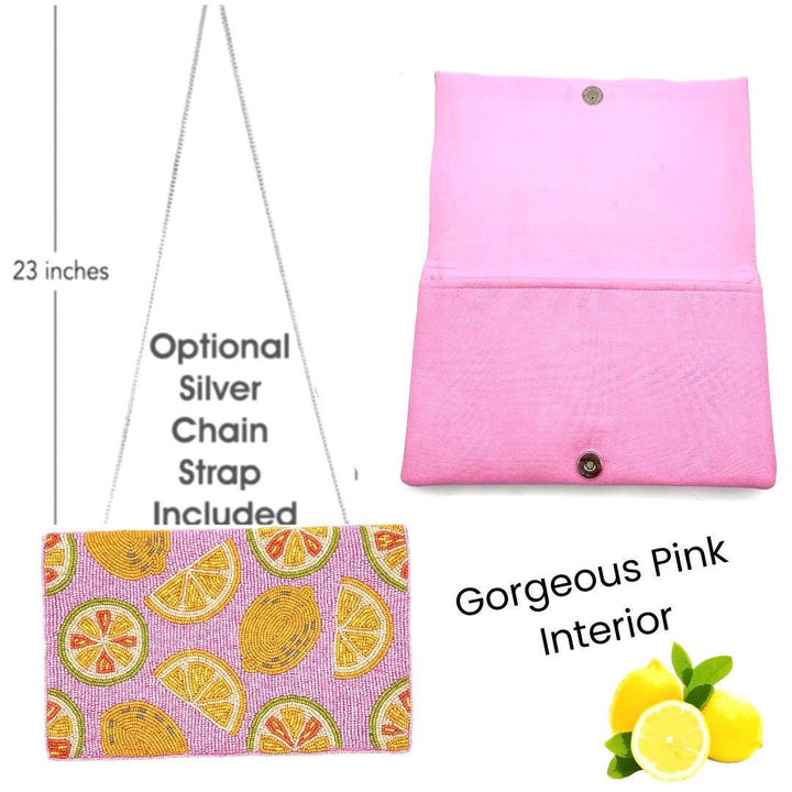 Lemon Citrus Beaded Clutch