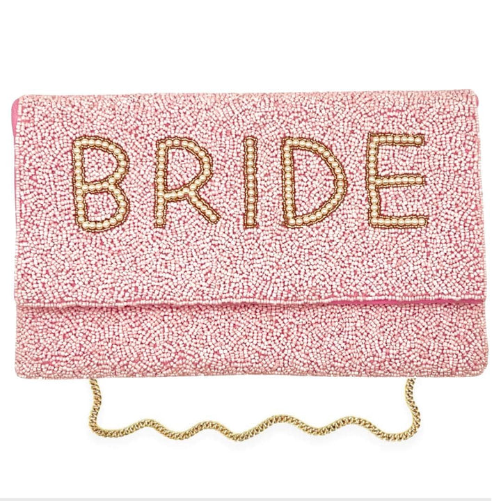 Pink BRIDE Beaded Clutch &amp; Bridal Handbag