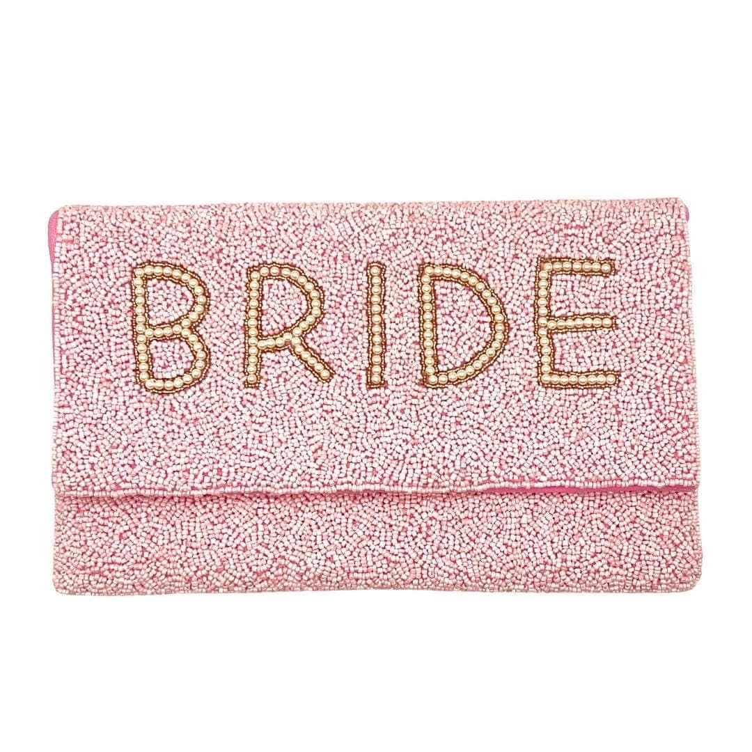 Pink BRIDE Beaded Clutch &amp; Bridal Handbag