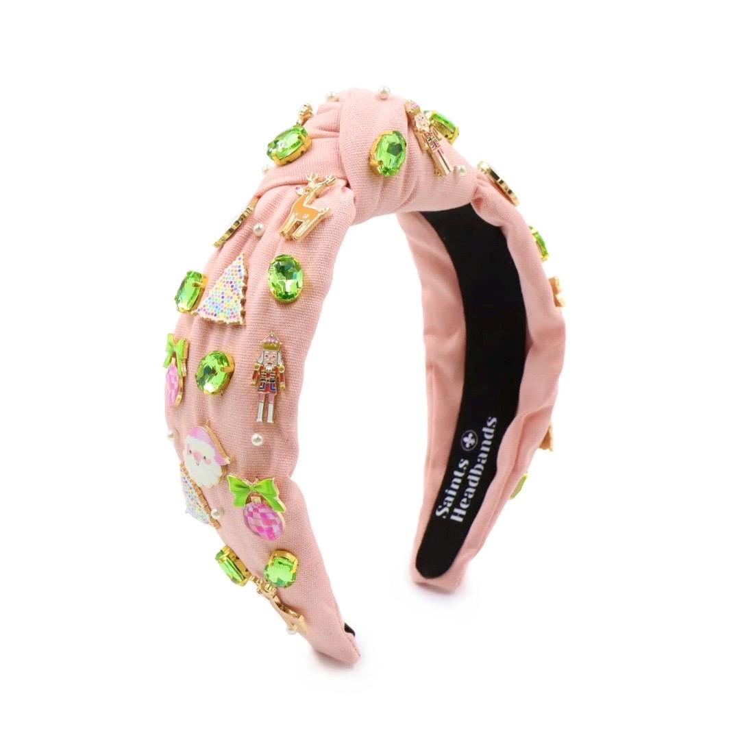 Pink Christmas Charm Headband — view 3 of 5 by Saints Headbands