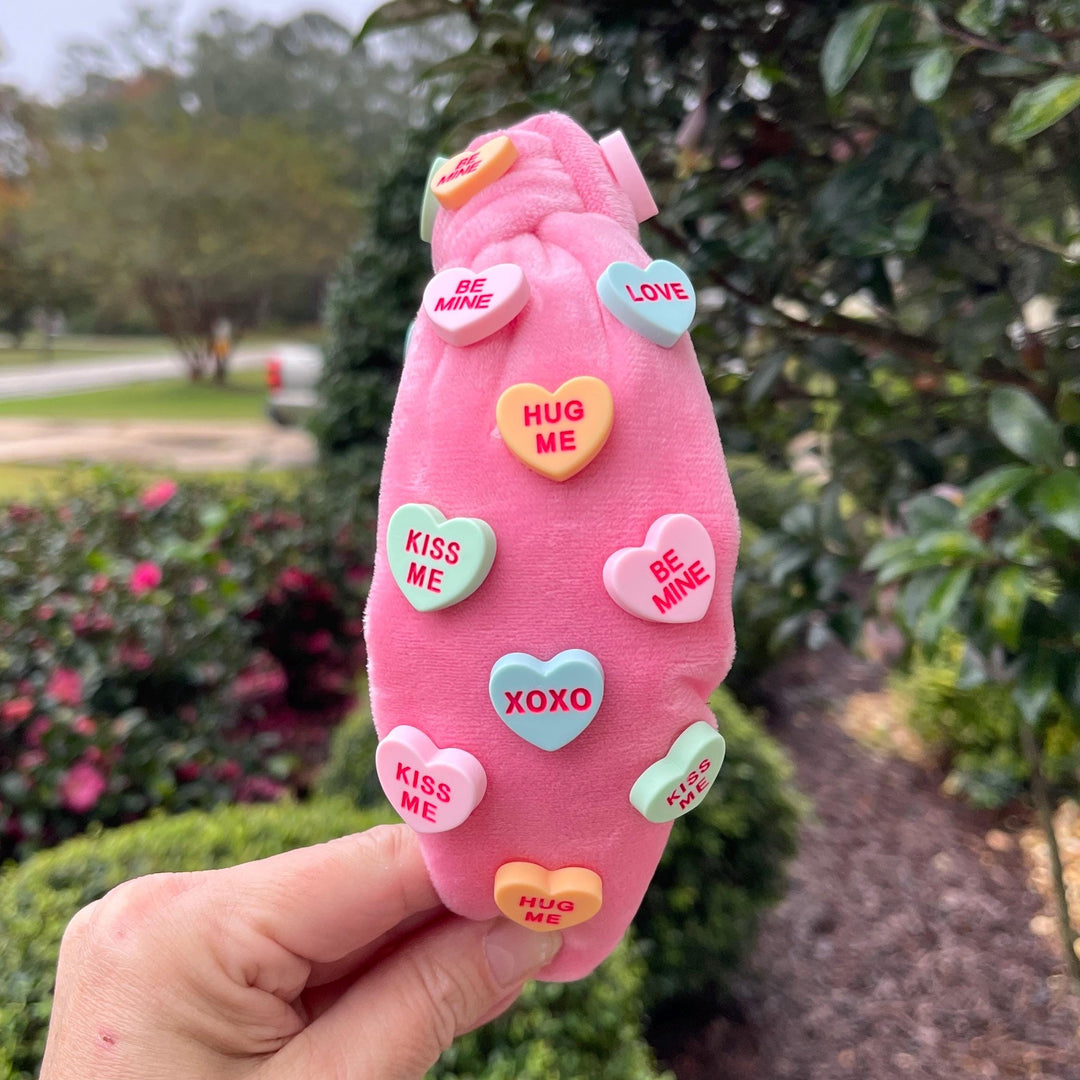 Plush Pink Conversation Heart Headband