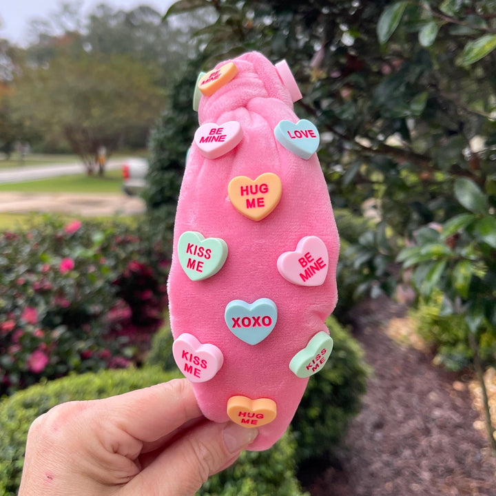 Plush Pink Conversation Heart Headband