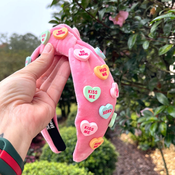 Plush Pink Conversation Heart Headband