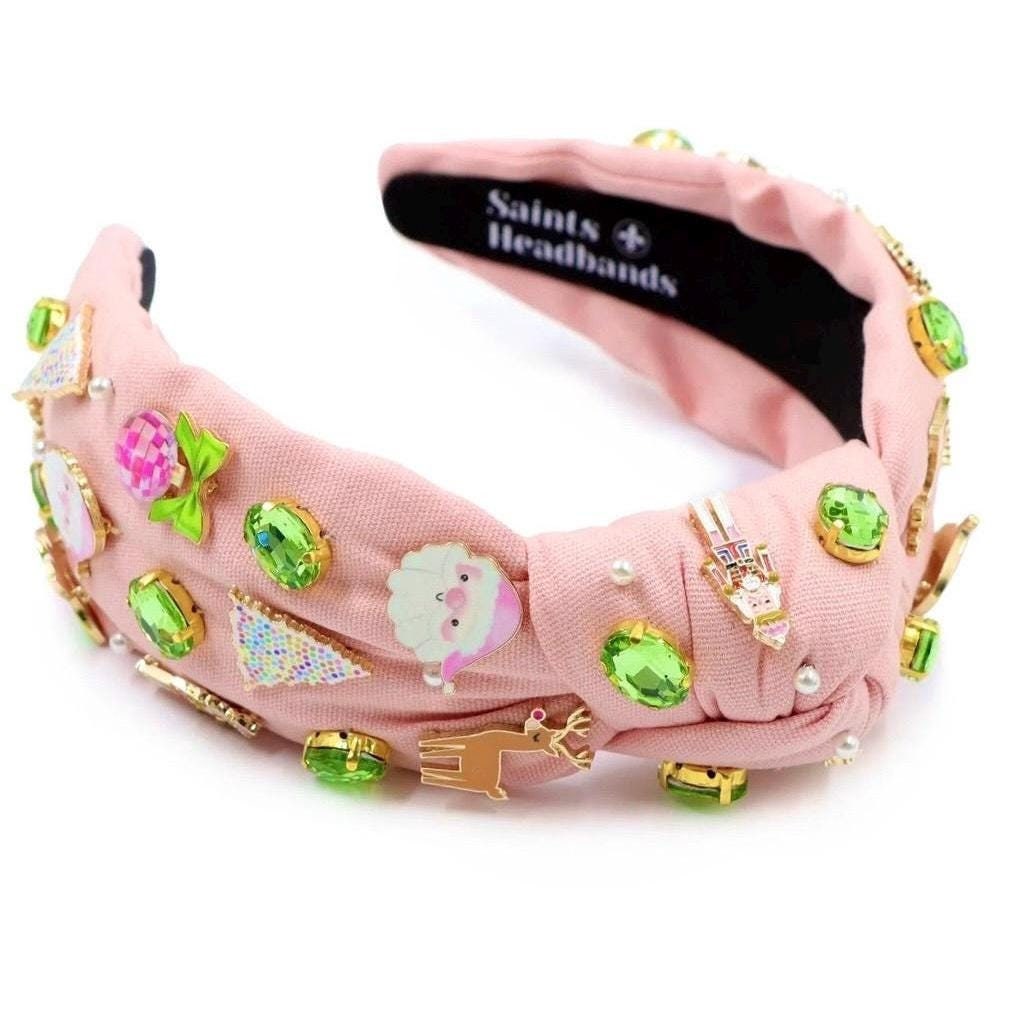 Pink Christmas Charm Headband — view 4 of 5 by Saints Headbands