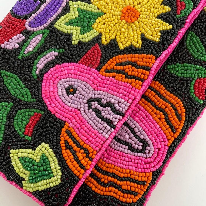Tropical Floral Beaded Clutch &amp; Crossbody Purse