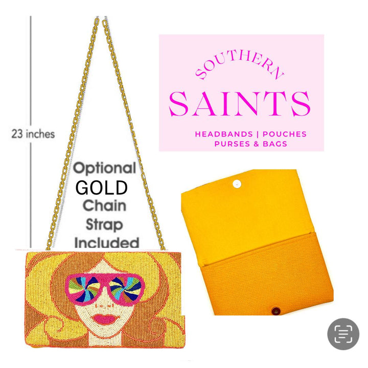 Preppy Girl Yellow Clutch Purse Yellow Beaded Bag