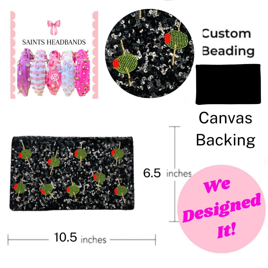 Martini Olive Sequin Clutch