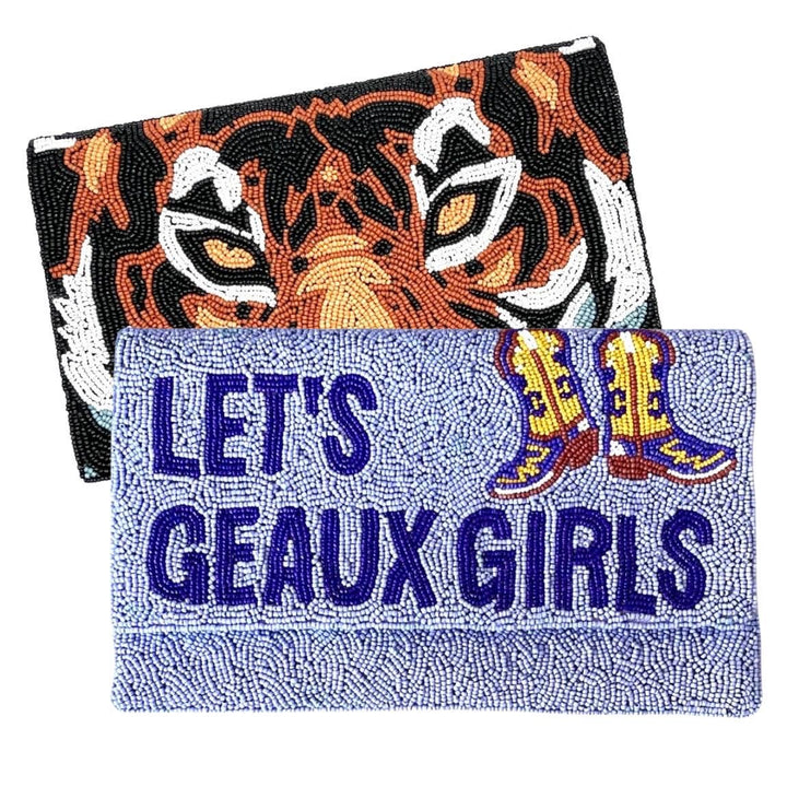 Beaded Gameday Tiger &amp; Geaux Girls Crossbody Clutch