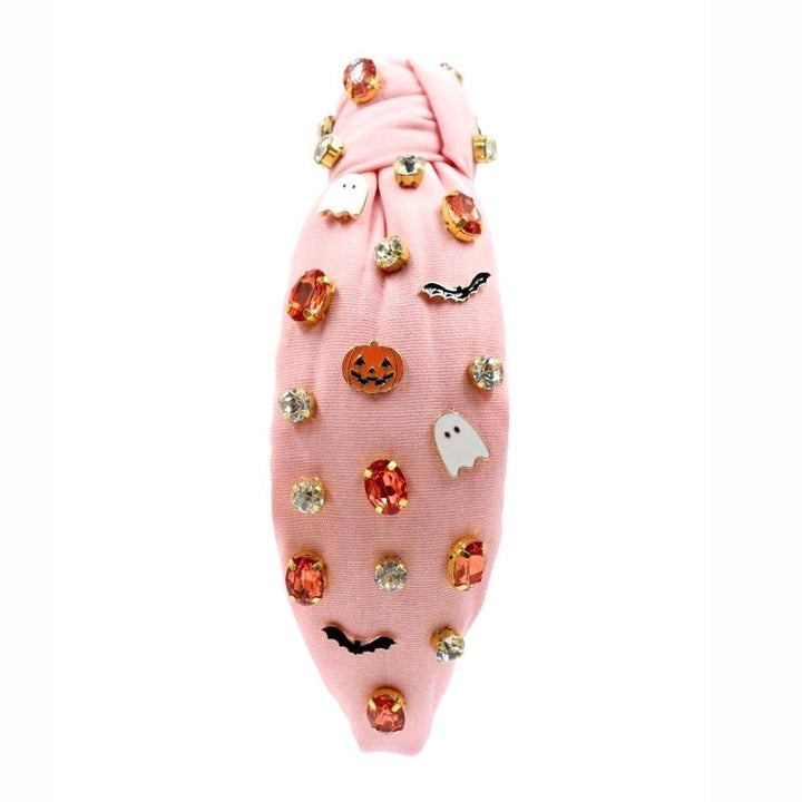 Pink Halloween Padded Headband with Spooky Charms