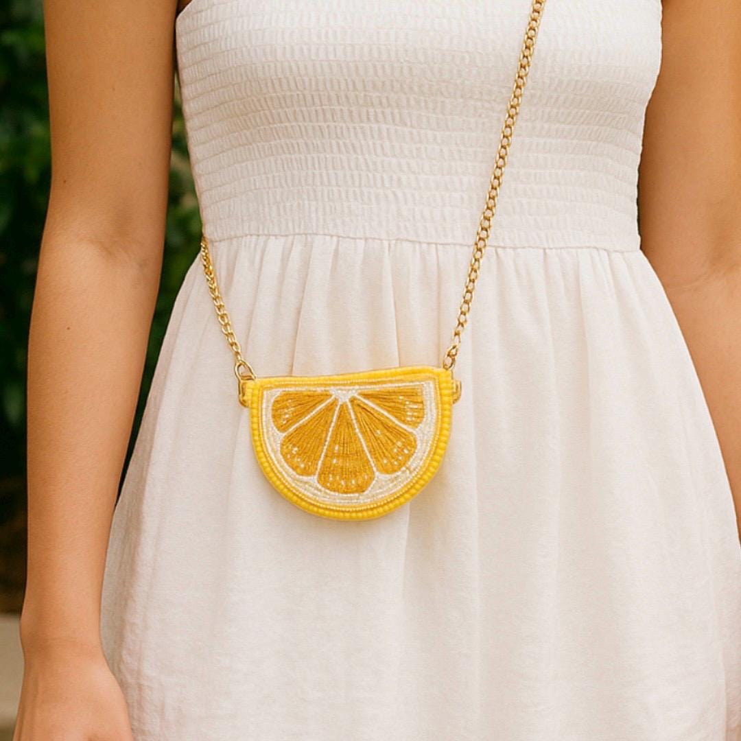 Lemon Beaded Coin Purse Crossbody Pouch — product view 5 by Saints Headbands