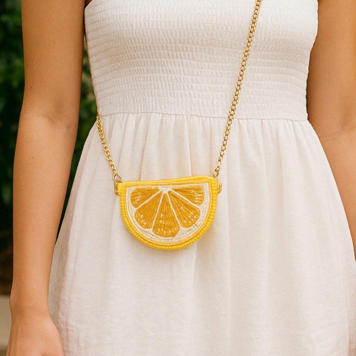 Lemon Beaded Coin Purse Crossbody Pouch — product view 5 by Saints Headbands